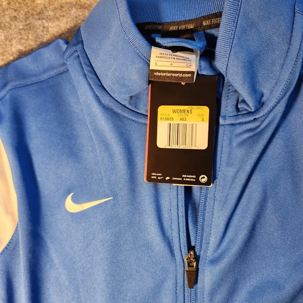 Nike Jacket Womens Small Blue White Dri Fit Full Zip Stay Warm Authentic‎ Team
